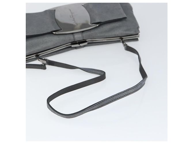 Borsa a Spalla Vala in Camoscio Grigio Argento Salvatore Ferragamo Auth 149149 Marrone - vista 7