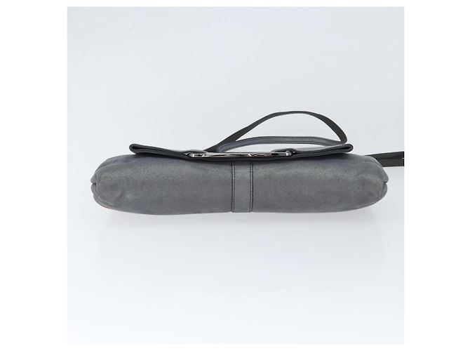 Borsa a Spalla Vala in Camoscio Grigio Argento Salvatore Ferragamo Auth 149149 Marrone - vista 9