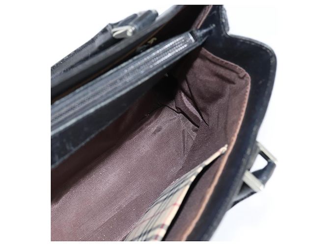 Borsa a mano in pelle nera e argento di BURBERRY Auth bs30441 Nero - vista 17
