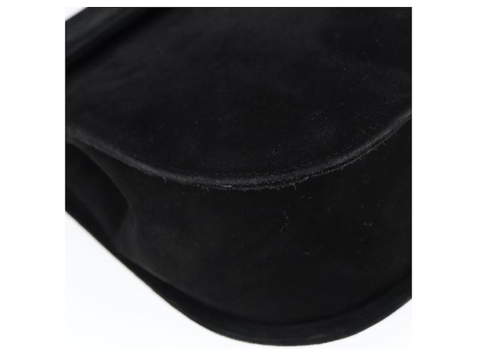 Borsa a Spalla Gancini in Camoscio Nero e Oro Auth 149105 di Salvatore Ferragamo D'oro - vista 11