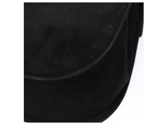 Borsa a Spalla Gancini in Camoscio Nero e Oro Auth 149105 di Salvatore Ferragamo D'oro - vista 12