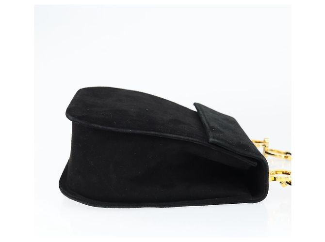 Borsa a Spalla Gancini in Camoscio Nero e Oro Auth 149105 di Salvatore Ferragamo D'oro - vista 4