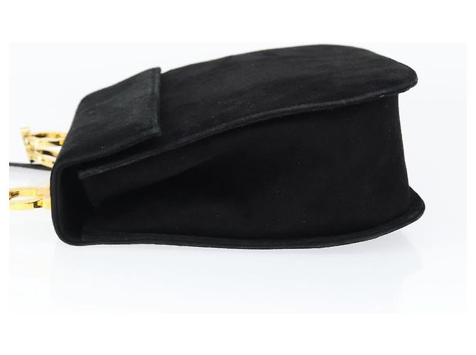 Borsa a Spalla Gancini in Camoscio Nero e Oro Auth 149105 di Salvatore Ferragamo D'oro - vista 5