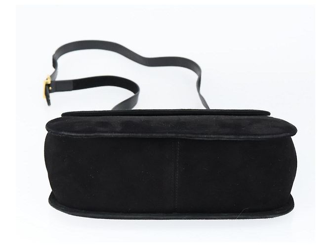 Borsa a Spalla Gancini in Camoscio Nero e Oro Auth 149105 di Salvatore Ferragamo D'oro - vista 9