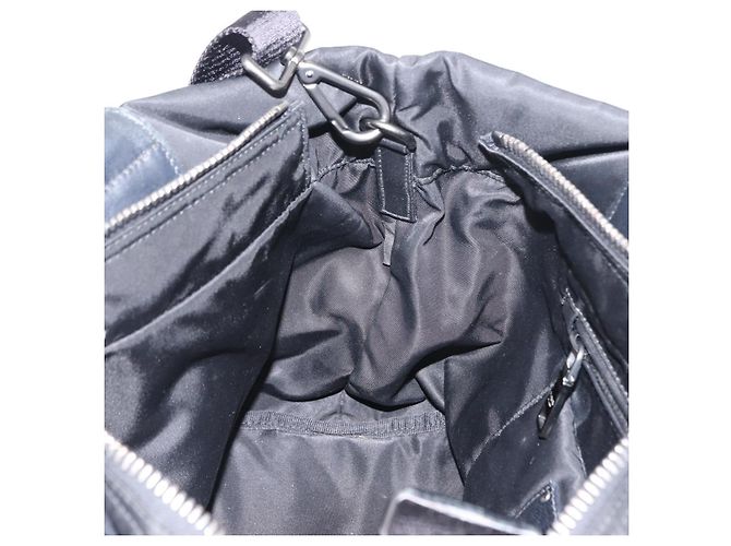 Borsa a mano PRADA in nylon 2 vie nera e grigia Auth ep11418 Marrone Nero - vista 23