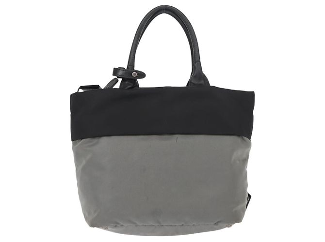Borsa a mano PRADA in nylon 2 vie nera e grigia Auth ep11418 Marrone Nero - vista 3