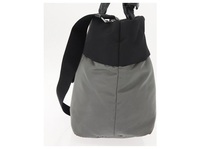 Borsa a mano PRADA in nylon 2 vie nera e grigia Auth ep11418 Marrone Nero - vista 5