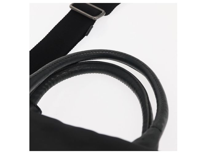 Borsa a mano PRADA in nylon 2 vie nera e grigia Auth ep11418 Marrone Nero - vista 9
