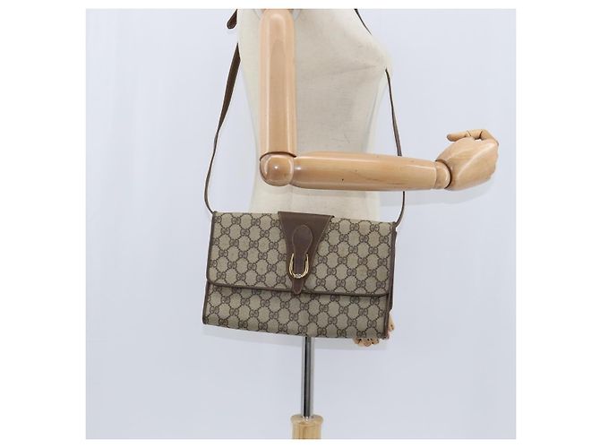 Gucci Borsa a spalla GG Supreme in PVC beige e oro 89 02 050 Auth 150021 D'oro - vista 22