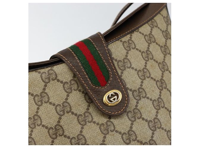 Borsa Sherry Line GG Supreme Web di GUCCI in pelle PVC beige 40 02 081 Auth BA7253 D'oro - vista 14