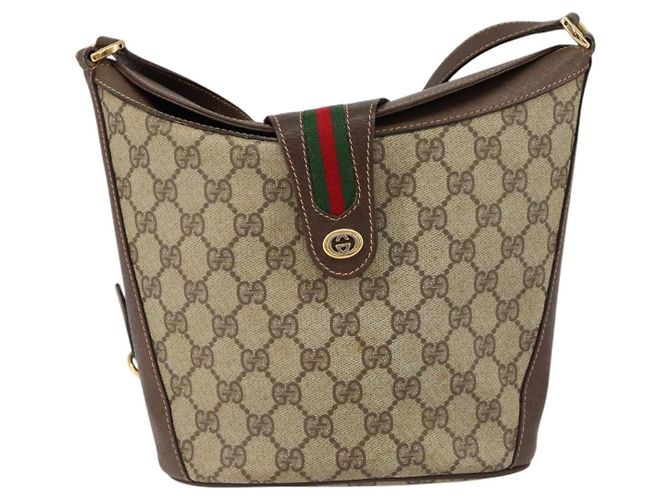 Borsa Sherry Line GG Supreme Web di GUCCI in pelle PVC beige 40 02 081 Auth BA7253 D'oro - vista 2