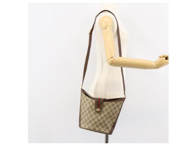 Borsa Sherry Line GG Supreme Web di GUCCI in pelle PVC beige 40 02 081 Auth BA7253 D'oro - vista 21