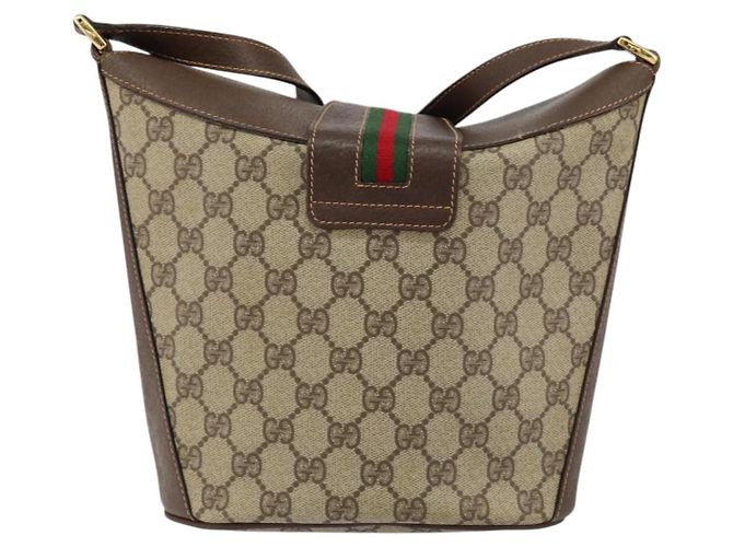 Borsa Sherry Line GG Supreme Web di GUCCI in pelle PVC beige 40 02 081 Auth BA7253 D'oro - vista 3