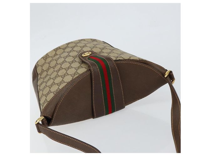 Borsa Sherry Line GG Supreme Web di GUCCI in pelle PVC beige 40 02 081 Auth BA7253 D'oro - vista 6