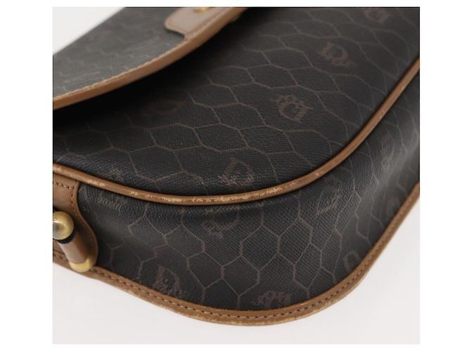 Borsa a spalla in tela a nido d'ape PVC nera e oro Auth BA7309 Christian Dior Nero D'oro - vista 10
