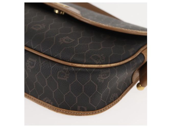 Borsa a spalla in tela a nido d'ape PVC nera e oro Auth BA7309 Christian Dior Nero D'oro - vista 11