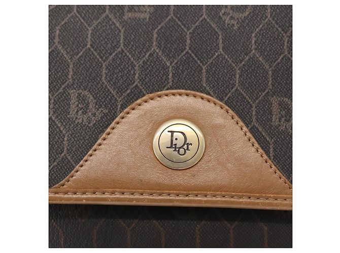 Borsa a spalla in tela a nido d'ape PVC nera e oro Auth BA7309 Christian Dior Nero D'oro - vista 14