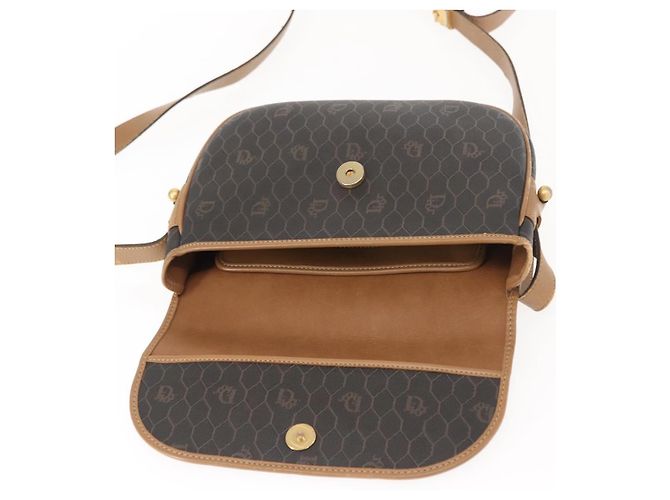 Borsa a spalla in tela a nido d'ape PVC nera e oro Auth BA7309 Christian Dior Nero D'oro - vista 15