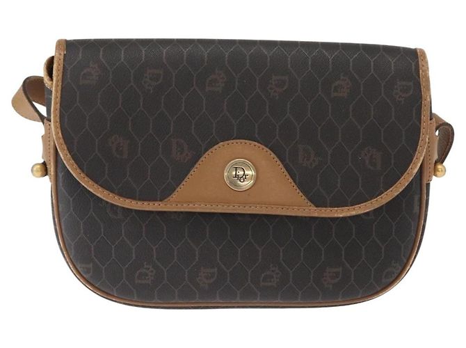 Borsa a spalla in tela a nido d'ape PVC nera e oro Auth BA7309 Christian Dior Nero D'oro - vista 2