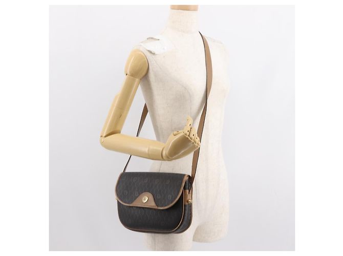Borsa a spalla in tela a nido d'ape PVC nera e oro Auth BA7309 Christian Dior Nero D'oro - vista 21