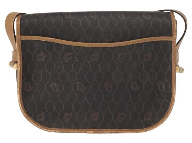 Borsa a spalla in tela a nido d'ape PVC nera e oro Auth BA7309 Christian Dior Nero D'oro - vista 3