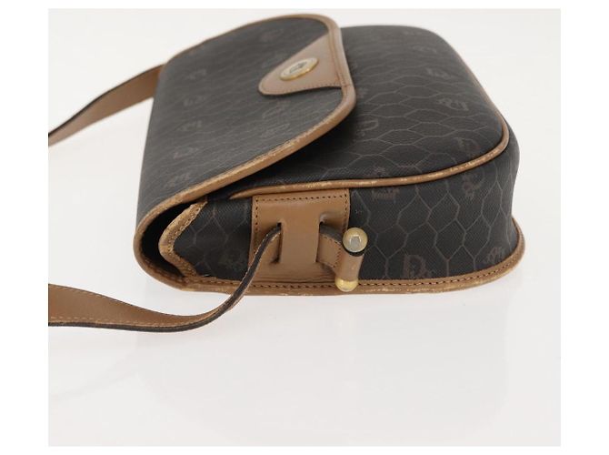 Borsa a spalla in tela a nido d'ape PVC nera e oro Auth BA7309 Christian Dior Nero D'oro - vista 5