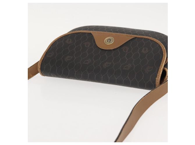 Borsa a spalla in tela a nido d'ape PVC nera e oro Auth BA7309 Christian Dior Nero D'oro - vista 6
