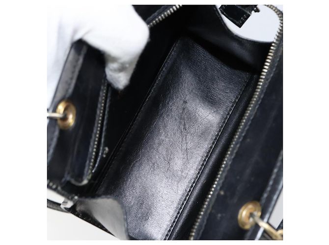 Céline Borsa a mano CELINE in pelle 2 in 1 nera e oro Auth gh1095 Nero D'oro - vista 16