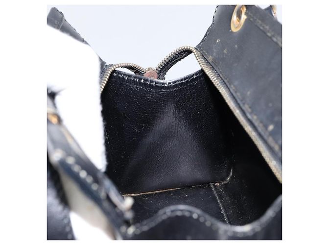 Céline Borsa a mano CELINE in pelle 2 in 1 nera e oro Auth gh1095 Nero D'oro - vista 17