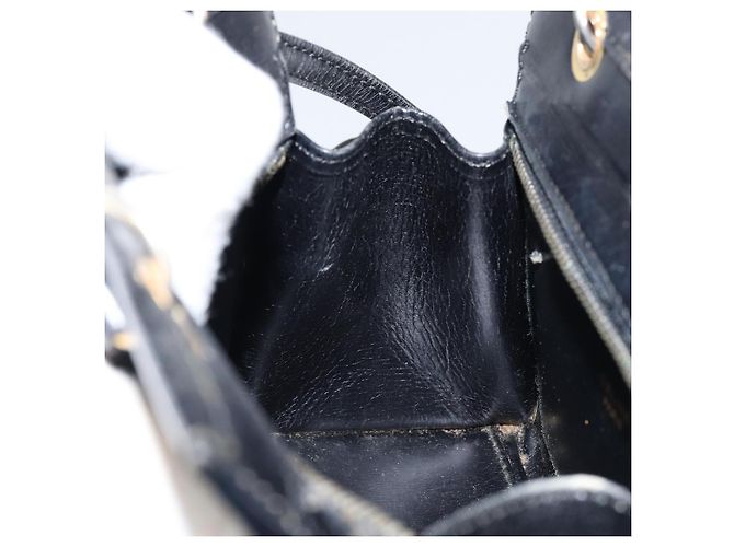 Céline Borsa a mano CELINE in pelle 2 in 1 nera e oro Auth gh1095 Nero D'oro - vista 18