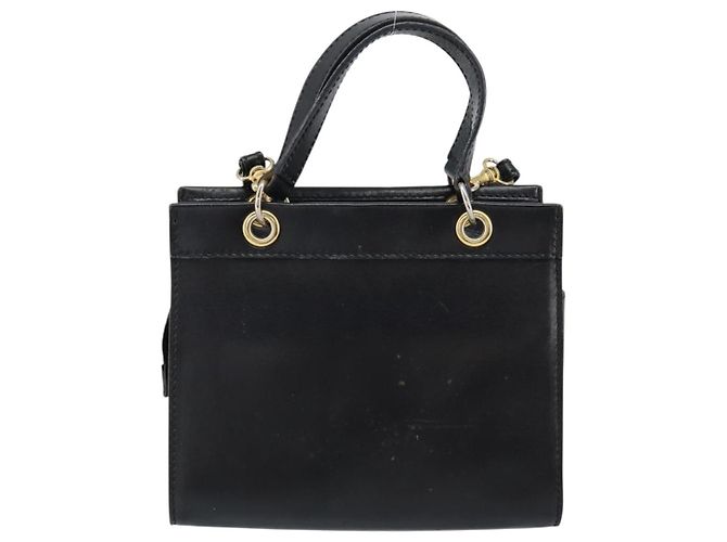 Céline Borsa a mano CELINE in pelle 2 in 1 nera e oro Auth gh1095 Nero D'oro - vista 3