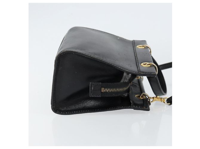 Céline Borsa a mano CELINE in pelle 2 in 1 nera e oro Auth gh1095 Nero D'oro - vista 4
