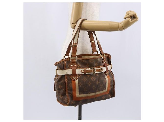 LOUIS VUITTON Borsa a mano Monogram Tise Rayure PM Marrone M56386 LV Auth 149085 - vista 24
