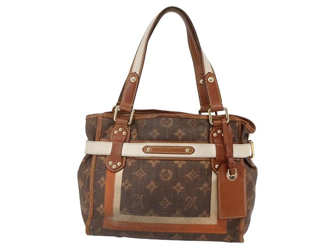 LOUIS VUITTON Borsa a mano Monogram Tise Rayure PM Marrone M56386 LV Auth 149085 - vista 3