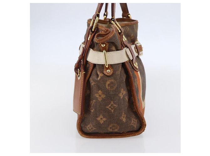 LOUIS VUITTON Borsa a mano Monogram Tise Rayure PM Marrone M56386 LV Auth 149085 - vista 4