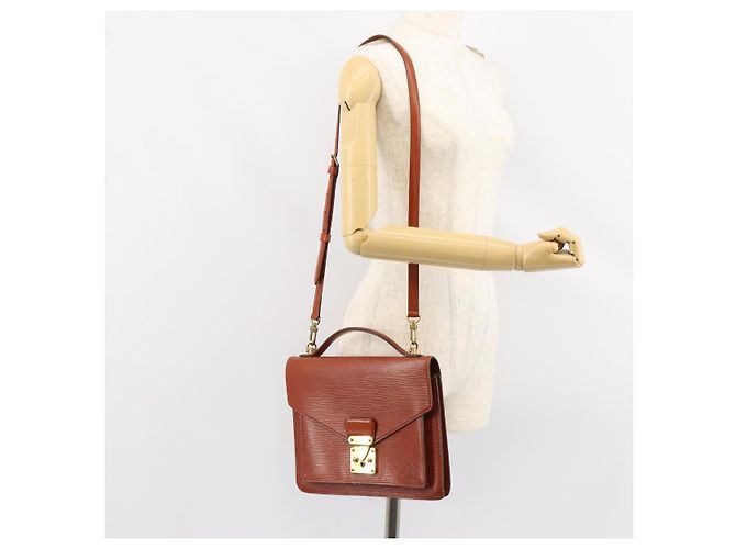 LOUIS VUITTON Bolsa de Mão Epi Monceau 28 Marrom M52123 LV Auth ep11411 - vista 25