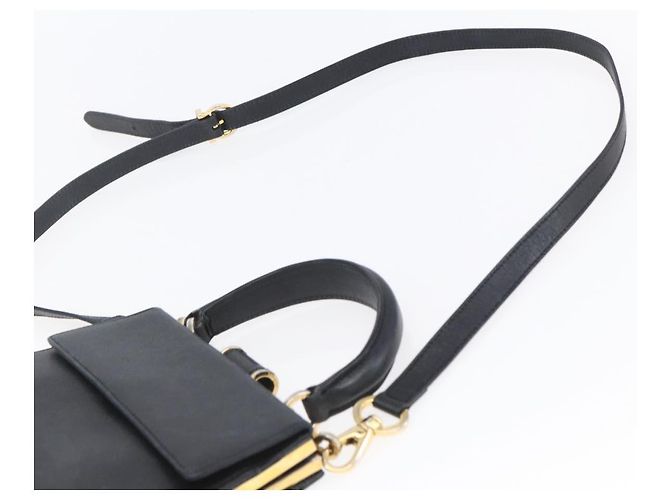 Borsa a mano Salvatore Ferragamo in pelle 2 in 1 nera e dorata Auth 152197 Nero D'oro - vista 10