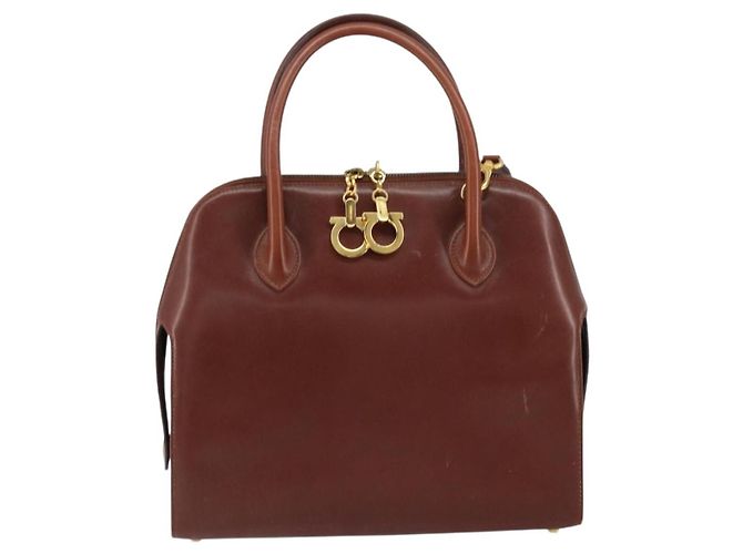 Borsa a mano Salvatore Ferragamo in pelle 2 in 1 marrone oro Auth 151957 - vista 2