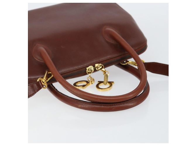 Borsa a mano Salvatore Ferragamo in pelle 2 in 1 marrone oro Auth 151957 - vista 7