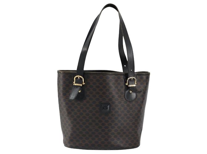 Céline Borsa tote in tela Macadam CELINE in pelle PVC nera e oro Auth ep11721 Nero D'oro - vista 2