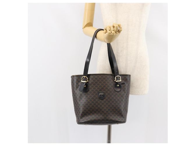 Céline Borsa tote in tela Macadam CELINE in pelle PVC nera e oro Auth ep11721 Nero D'oro - vista 24