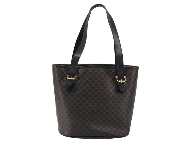 Céline Borsa tote in tela Macadam CELINE in pelle PVC nera e oro Auth ep11721 Nero D'oro - vista 3