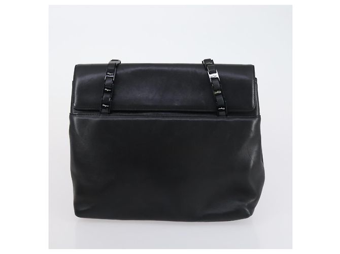 Borsa a Spalla Salvatore Ferragamo Burberry in Pelle 4 Pezzi Nero Marrone Auth bs30527 - vista 20
