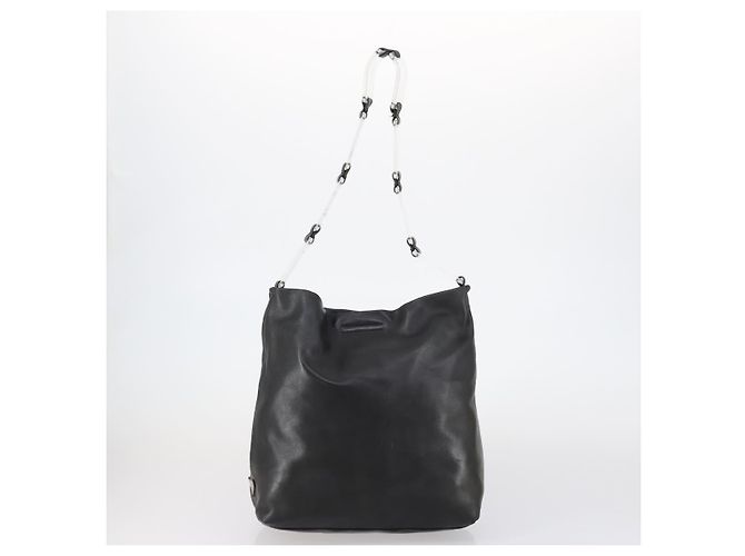 Borsa Tote PRADA in nylon e pelle 3 pezzi beige e nera Auth bs30533 Nero - vista 10