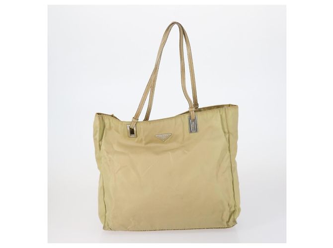 Borsa Tote PRADA in nylon e pelle 3 pezzi beige e nera Auth bs30533 Nero - vista 2