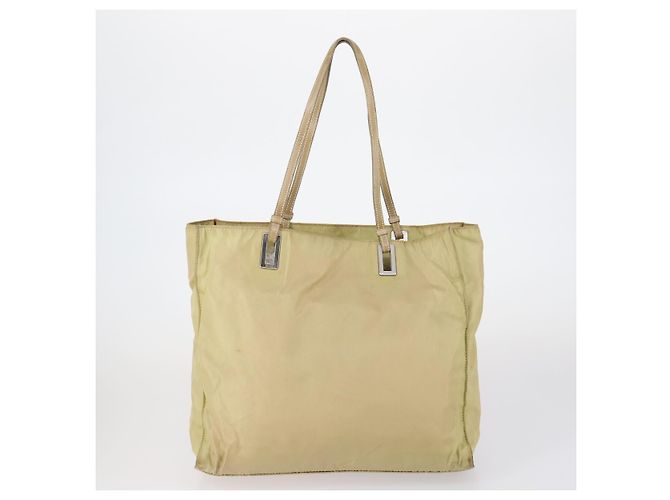 Borsa Tote PRADA in nylon e pelle 3 pezzi beige e nera Auth bs30533 Nero - vista 3