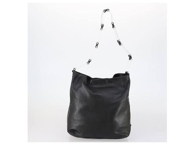Borsa Tote PRADA in nylon e pelle 3 pezzi beige e nera Auth bs30533 Nero - vista 9