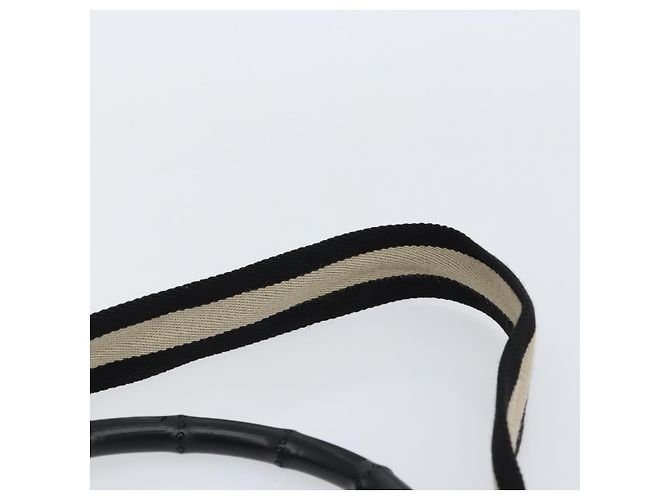 Bolsa de Ombro em Lona GG Gucci Bamboo 2way Preta Prata 001 4095 Auth ep11959 Preto - vista 10