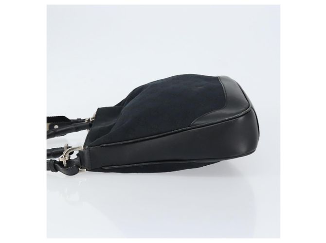 Bolsa de Ombro em Lona GG Gucci Bamboo 2way Preta Prata 001 4095 Auth ep11959 Preto - vista 5