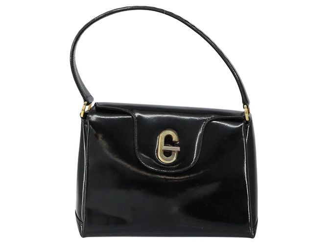 Borsa a Mano GUCCI Smalto Nero Oro Auth ep11740 D'oro - vista 2